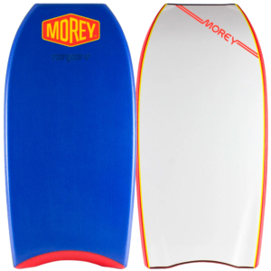 Morey Turbo 4 azul y blanco: deck azul y slick blanco con detalles rojos